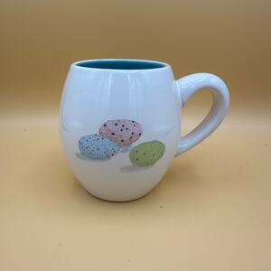 New Rae Dunn Mug "Great Things Happen From the Inside" Turquoise inside, Eggs
